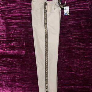 Made In Italy Trousers with Greek Key Pattern Side Seams Size M